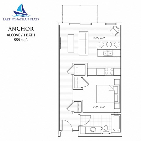 0 Bed 1 Bath Floor Plan at Lake Jonathan Flats, Chaska, 55318