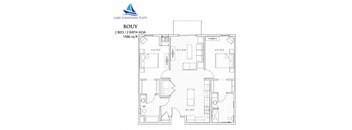 Buoy 2 Bedroom 2 Bathroom Floor Plan at Lake Jonathan Flats, Chaska, 55318