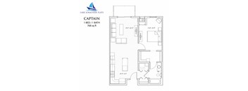 1 Bedroom 1 Bathroom Floor Plan at Lake Jonathan Flats, Chaska, 55318