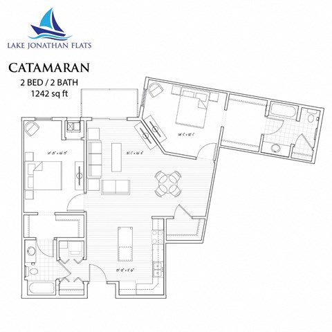 2 bedroom 2 bath Floor Plan at Lake Jonathan Flats, Minnesota, 55318