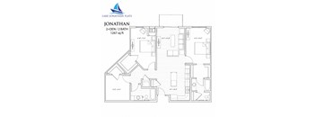 Jonathan 2 Bedroom 2 Bathroom Floor Plan at Lake Jonathan Flats, Chaska, MN, 55318