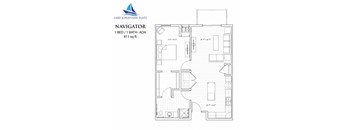 Navigator 1 Bed 1 Bath Floor Plan at Lake Jonathan Flats, Chaska