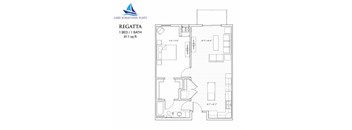 1 Bedroom 1 Bath Floor Plan at Lake Jonathan Flats, Chaska, Minnesota