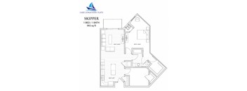 Skipper 1 Bed 1 Bath Floor Plan at Lake Jonathan Flats, Minnesota, 55318