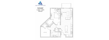 Wharf 1 Bedroom 1 Bathroom Floor Plan at Lake Jonathan Flats, Minnesota