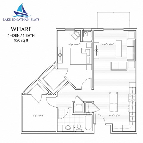 Wharf 1 Bedroom 1 Bathroom Floor Plan at Lake Jonathan Flats, Minnesota