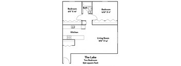 a floor plan of a small house with a kitchen and a living room