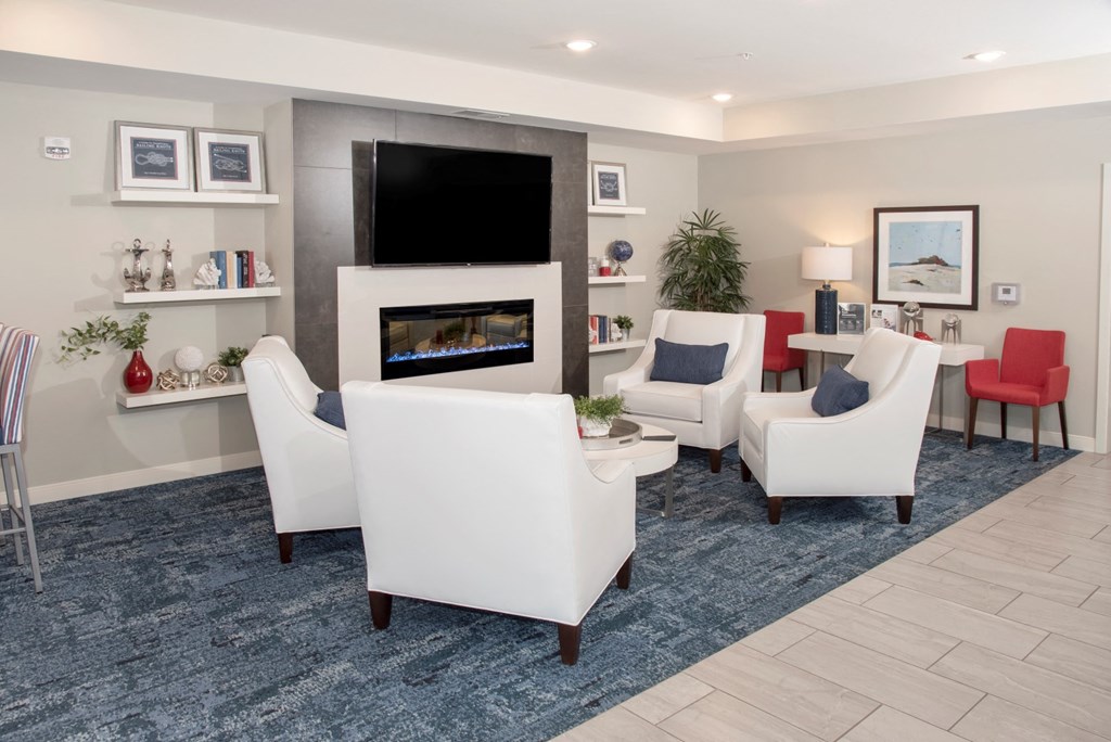 Resident Lounge with Media at Lake Jonathan Flats, Chaska, Minnesota