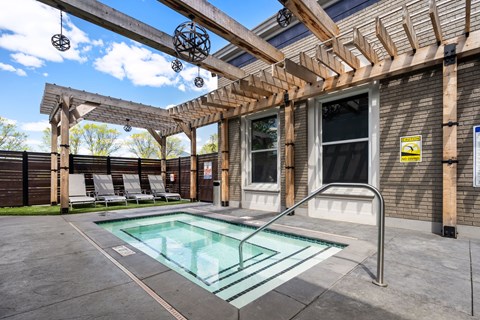 Pool area at Lux Apartments, Brooklyn Center, MN, 55430
