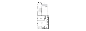 floor plan of the second level of the home with two bedrooms and a large bathroom