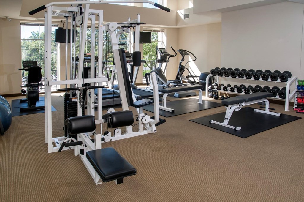 Fitness room weights and cardio machines