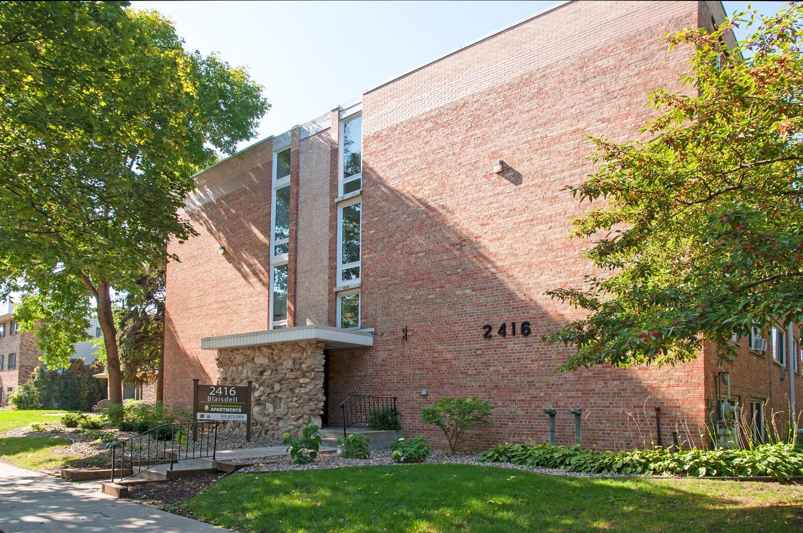 Brick Exterior of  2416 Blaisdell Apartments in Minneapolis, MN