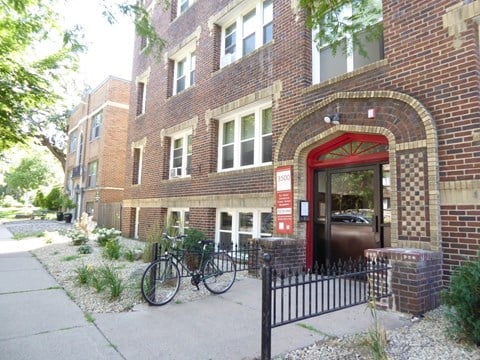 Red Archway of Front Entrance of 3500 Dupont Apartments
