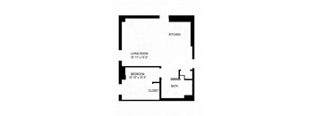 One Bedroom One Bathroom A Floorplan at The Cameron North Loop, Minneapolis, MN 55401