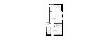 One Bedroom One Bathroom C Floorplan at The Cameron North Loop, Minneapolis, 55401