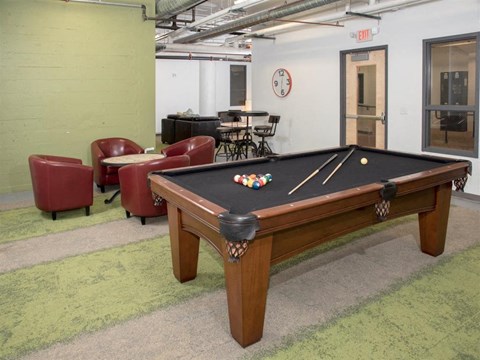 A pool table in a room at Gurley Lofts, Minnesota, 55401