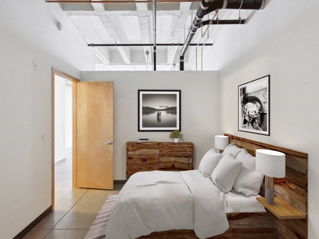 Master Bedroom at Gurley Lofts, Minneapolis