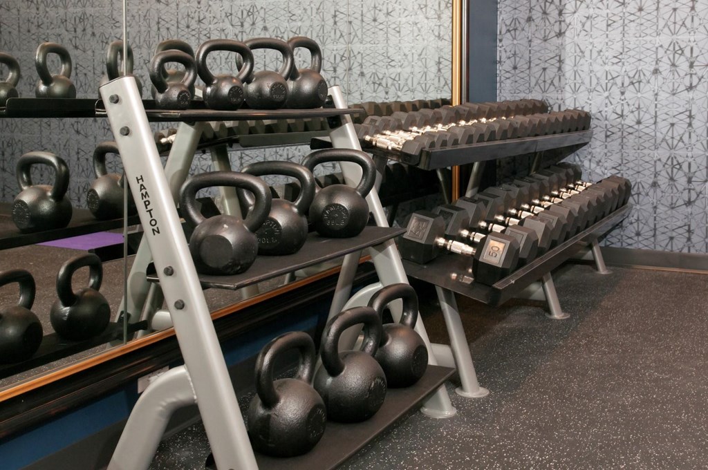 Fitness Center with Free Weights at Residences at 1700, Minnetonka, Minnesota