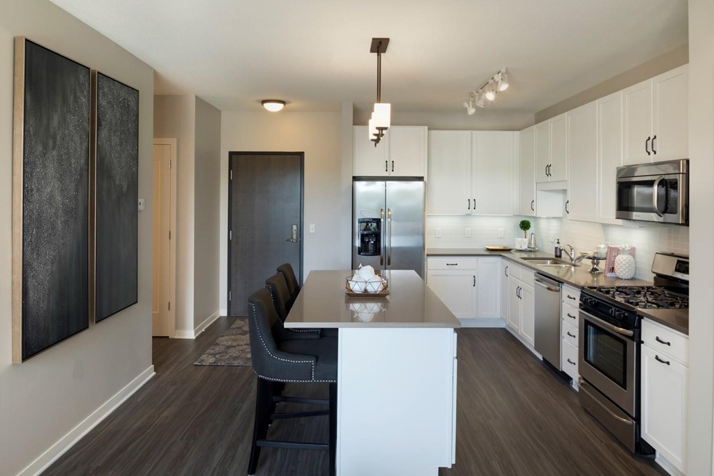Stylish Kitchen with Separate Breakfast Bar at Residences at 1700, Minnesota