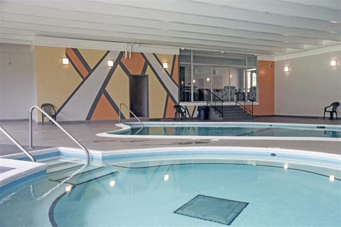 a large swimming pool in the middle of a building
