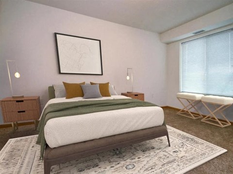 Carpeted Bedroom at Joseph's Pointe at Upper Landing Apartments, St. Paul