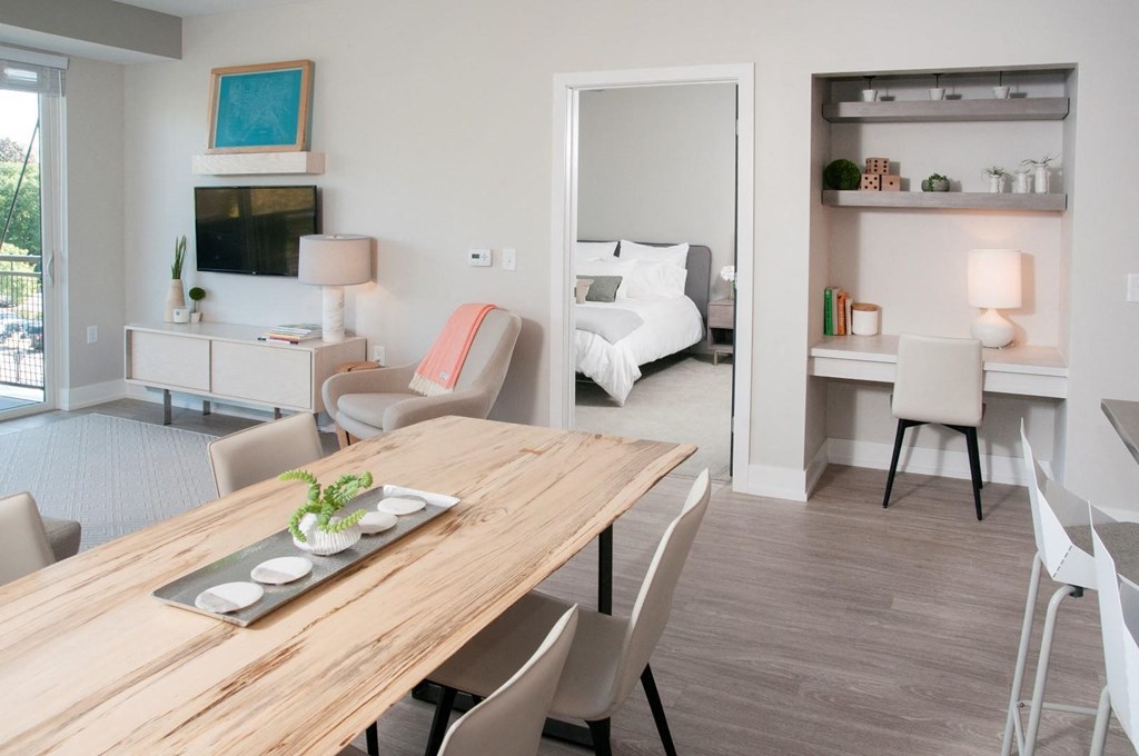 Wooden table chair at The Finn, Saint Paul