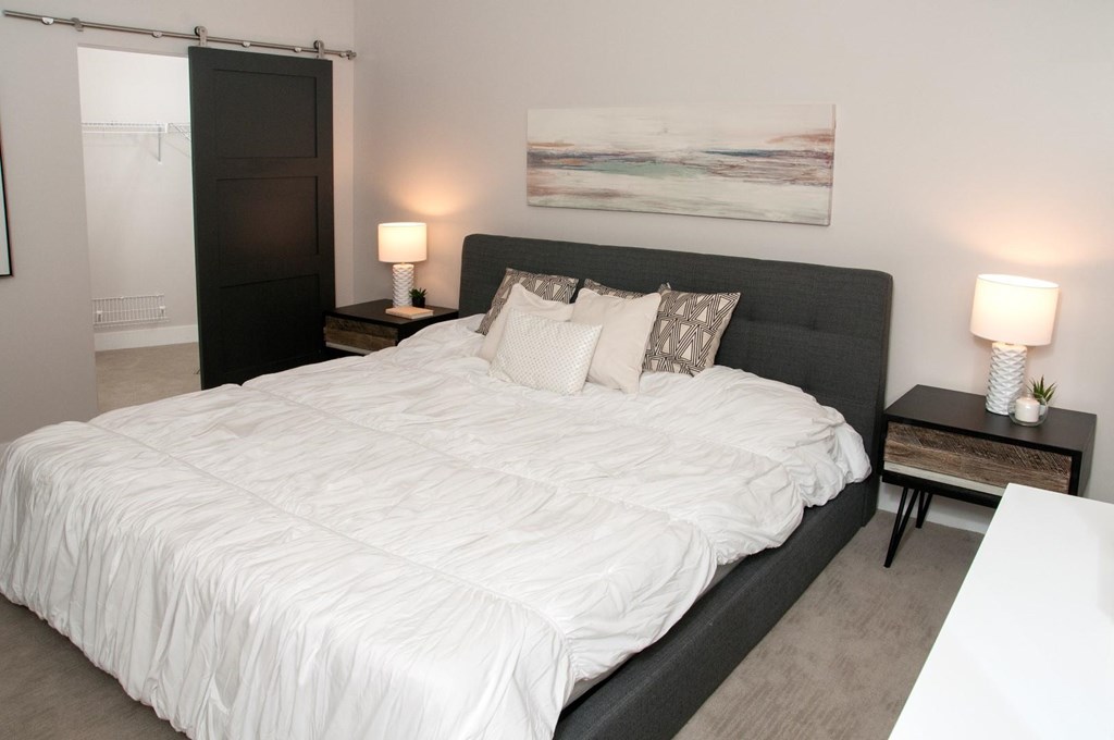 Beige Carpet in Bedroom at The Finn I, St. Paul