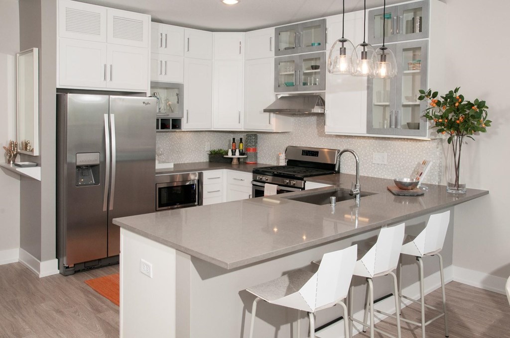 Classic White Designer Cabinetry with Soft-Close Drawers at The Finn I, St. Paul, 55116