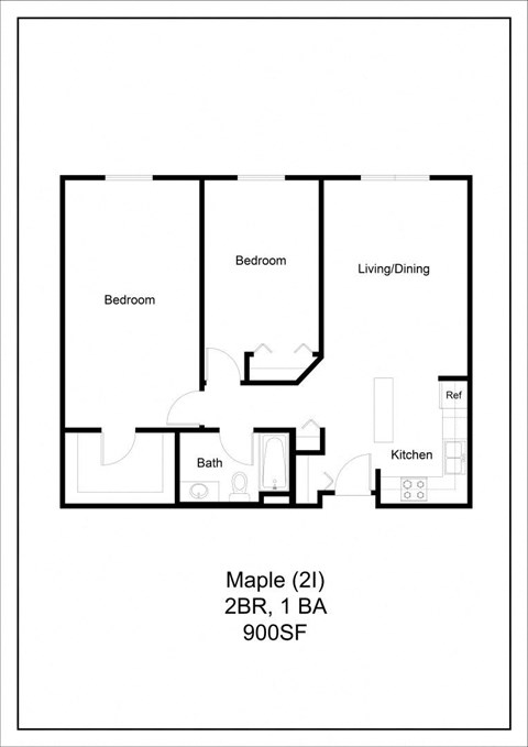 a floor plan of a bedroom apartment at Briarcliff Apartments, a 55+ Community, Minnesota