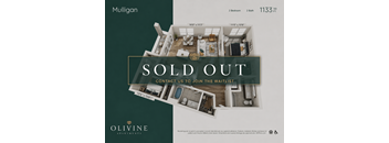 A sold out sign is displayed over a floor plan of an apartment.
