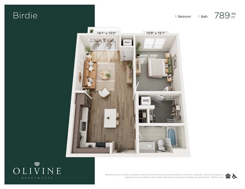 1 bed 1 bath B at Olivine Apartments, Victoria 55386