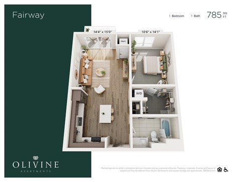 1 bed 1 bath E at Olivine Apartments, Minnesota