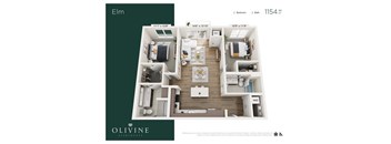 2 bed 2 bath B at Olivine Apartments, Minnesota