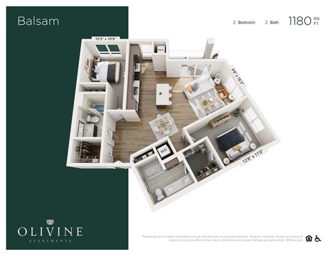 2 bed 2 bath J at Olivine Apartments, Minnesota, 55386