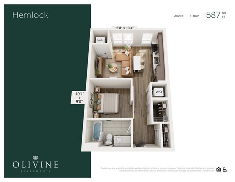 1 bedroom 1 bath B at Olivine Apartments, Minnesota