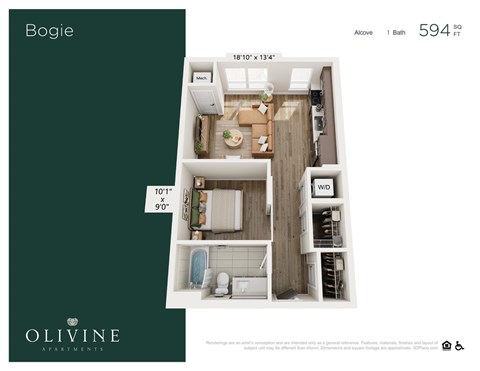 1 bedroom 1 bath A at Olivine Apartments, Victoria