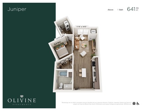 1 bedroom 1 bath F at Olivine Apartments, Victoria 55386