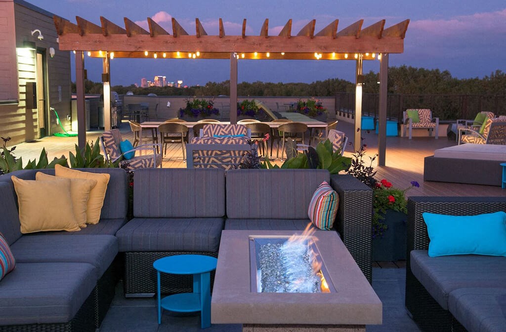 Rooftop Deck with Minneapolis View at Overlook on the Creek, Minnesota, 55305