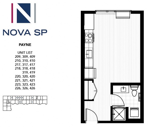 Zero Bed one Bath Payne Floorplan Zero Bed one Bath Payne Floorplan at Nova SP Apartments, St Paul, Minnesota