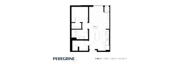 1BR_C Floor Plan at Peregrine Apartments, Minneapolis, MN, 55411