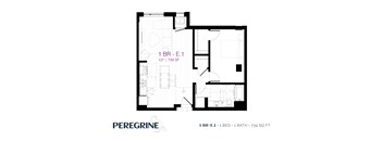 1BR_E1 Floor Plan at Peregrine Apartments, Minneapolis, Minnesota