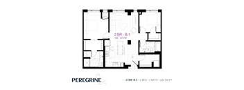 2BR_B1 Floor Plan at Peregrine Apartments, Minneapolis, 55411