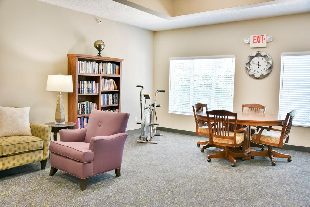 library and exercise bike