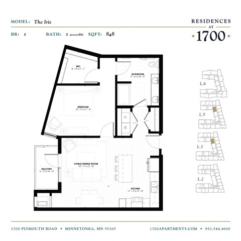 The Iris Floor Plan at Residences at 1700, Minnetonka, MN