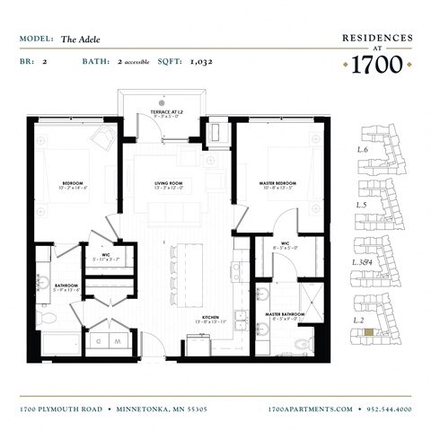 The Adele Floor Plan at Residences at 1700, Minnetonka, MN