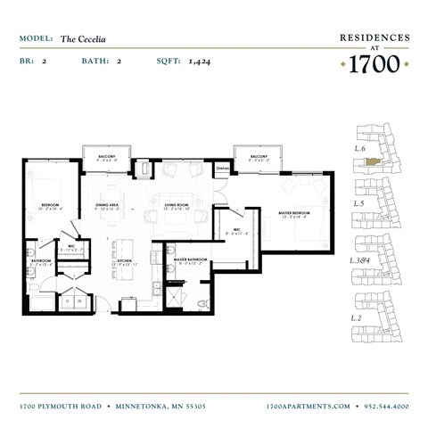 The Cecilia Floor Plan at Residences at 1700, Minnetonka, MN