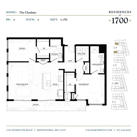 The Charlotte Floor Plan at Residences at 1700, Minnetonka, MN, 55305