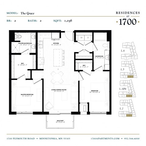 The Grace Floor Plan at Residences at 1700, Minnesota