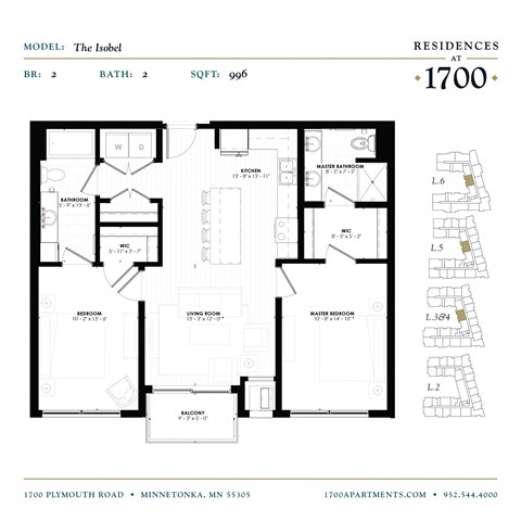 The Isobel Floor Plan at Residences at 1700, Minnetonka, MN, 55305