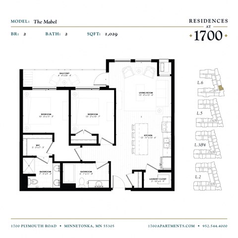 The Mabel Floor Plan at Residences at 1700, Minnetonka, 55305